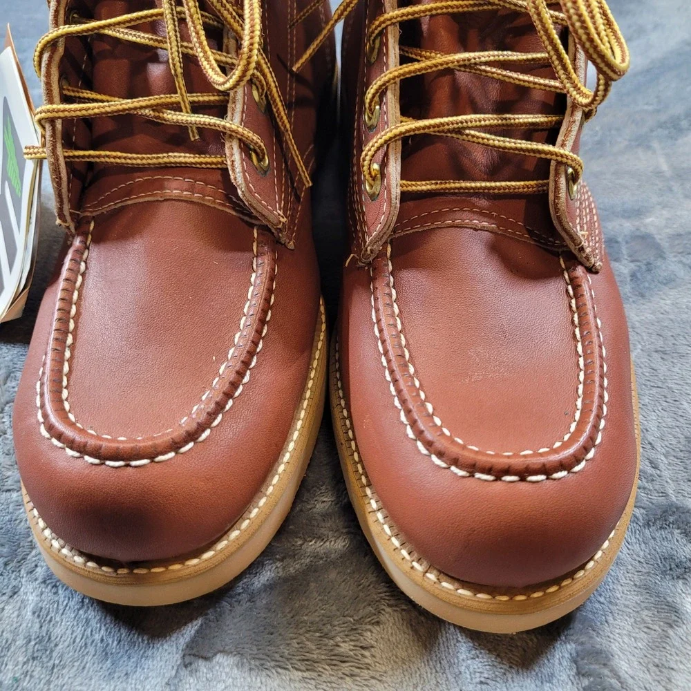 Vintage Weinbrenner American Heritage Mens 11 C Brown Leather Moc Toe Work Boots
